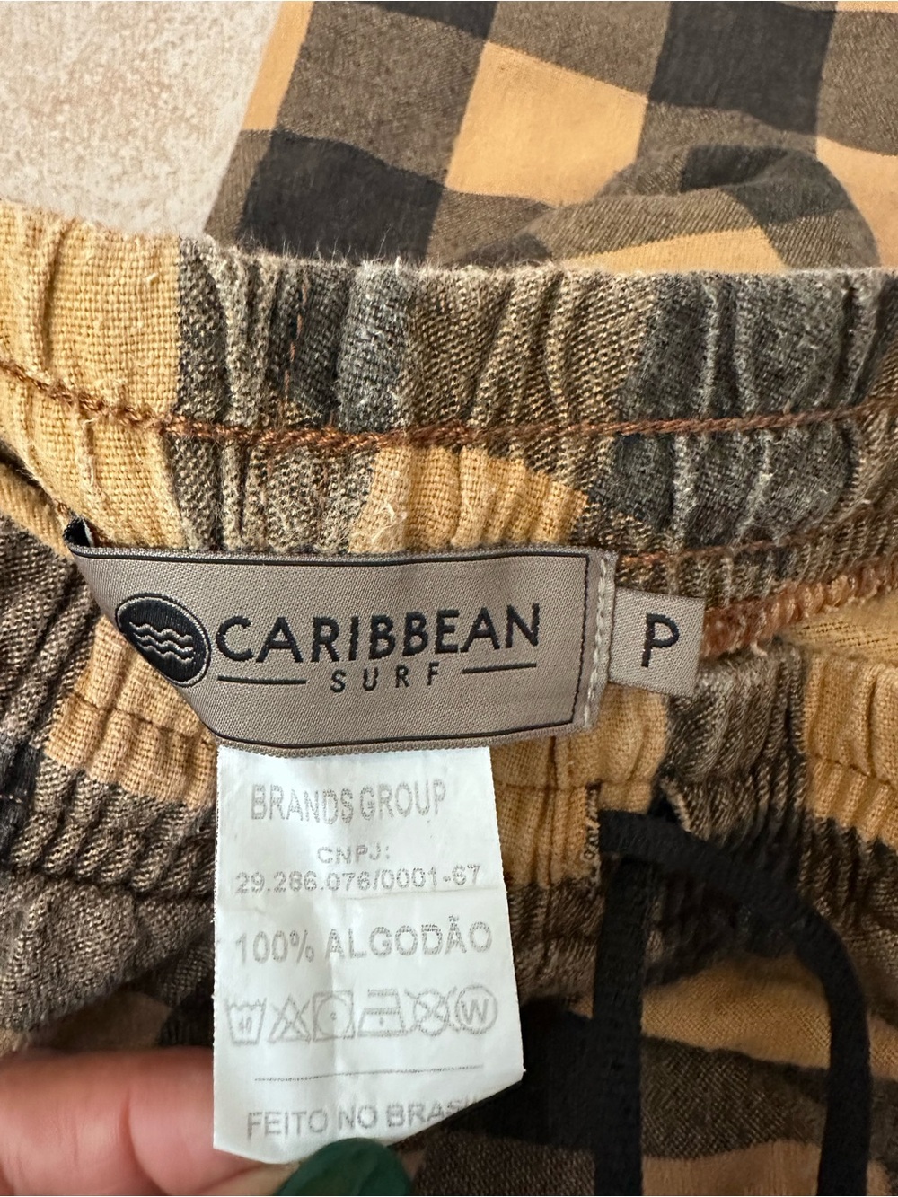 Caribbean Buffalo Plaid Cotton Pants in Black and Tan - Picture 9 of 9